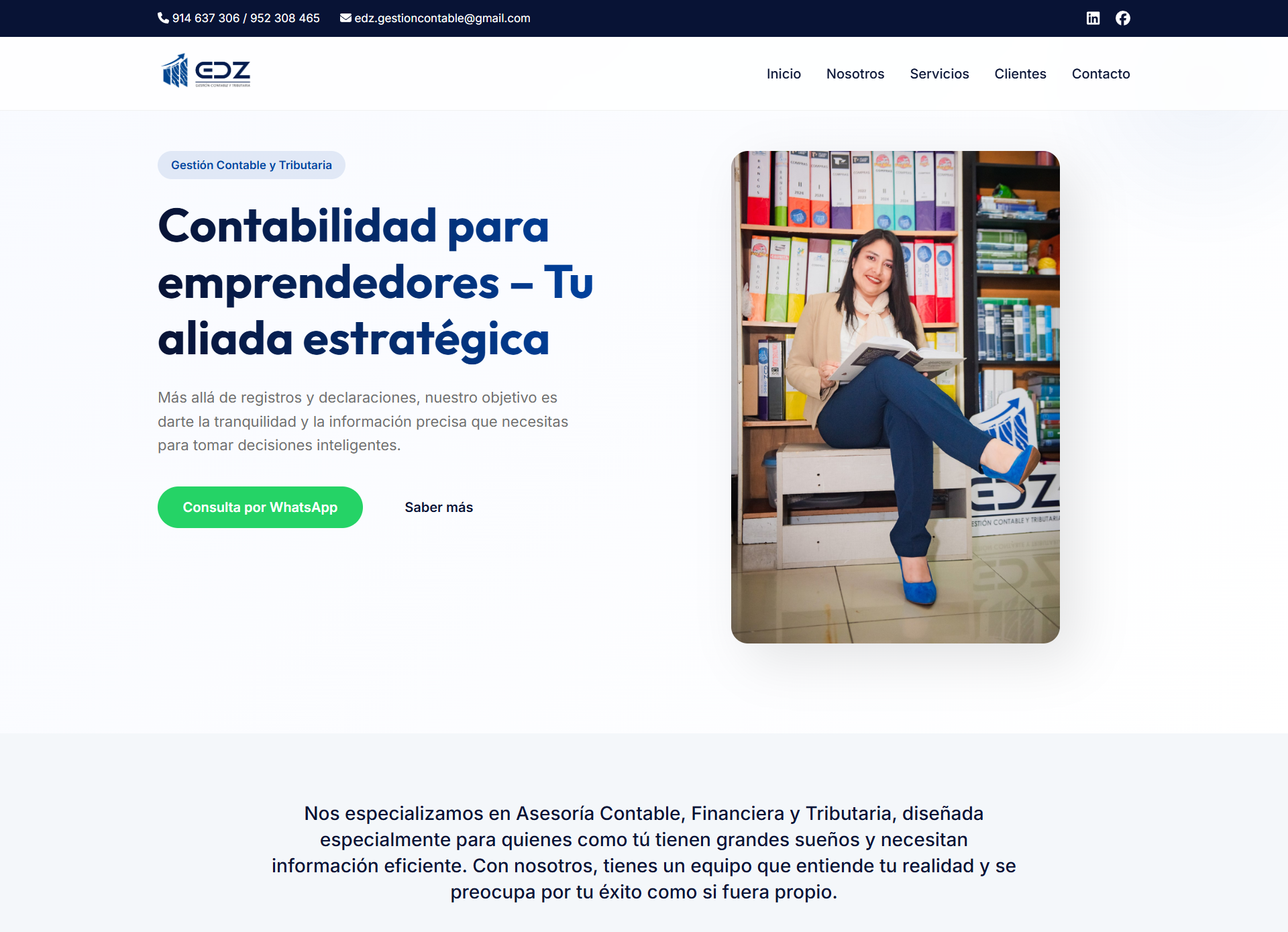 EDZ Gestión Contable - Sitio web corporativo